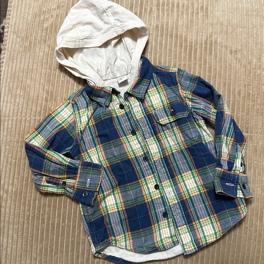 Old Navy Blue Plaid Kids Shirt with Hood size 4T